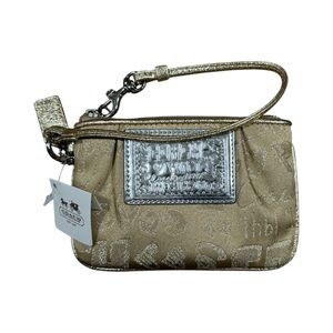 Coach Poppy Gold Wristlet Clutch NWT